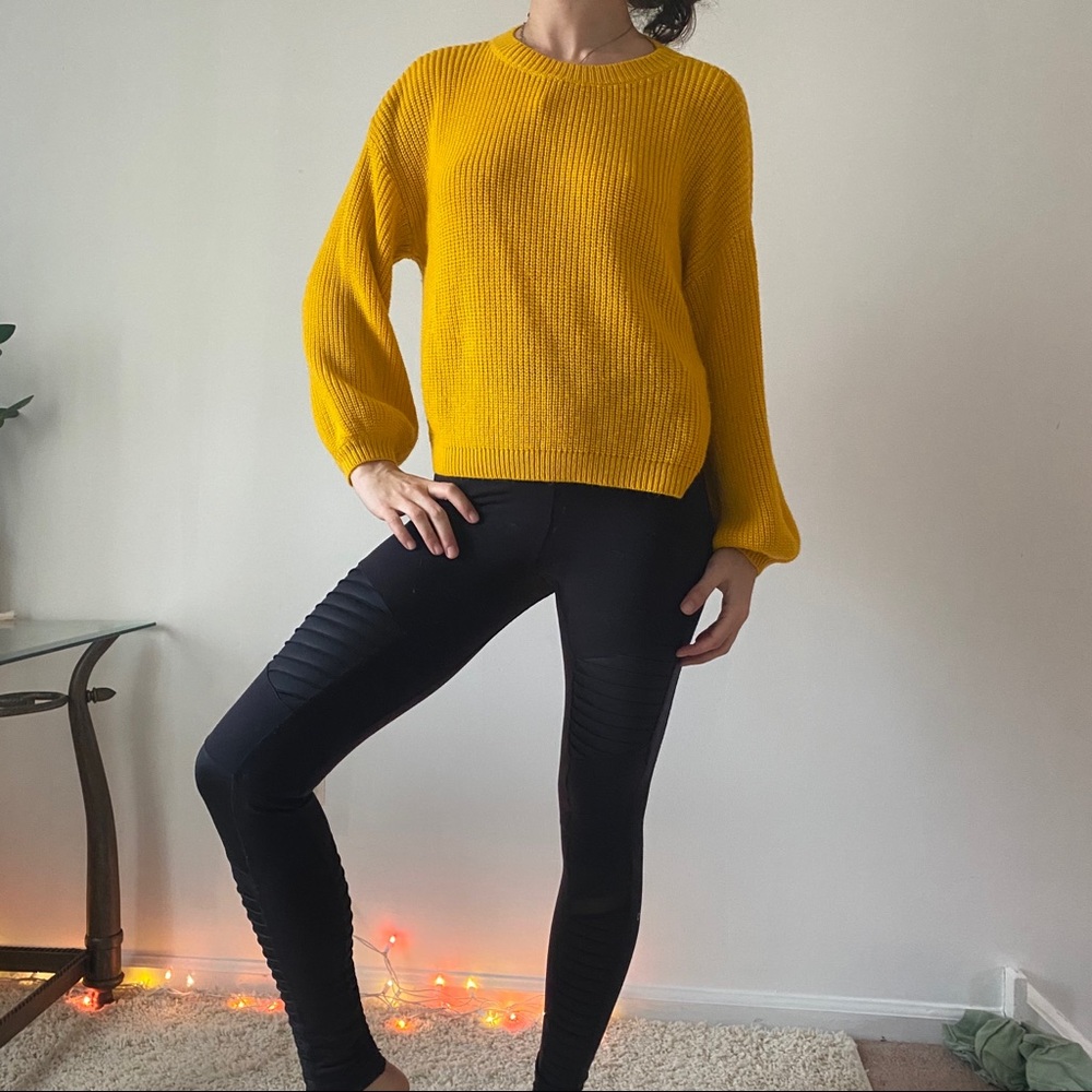Bright, Yellow Sweater with Balloon Sleeves